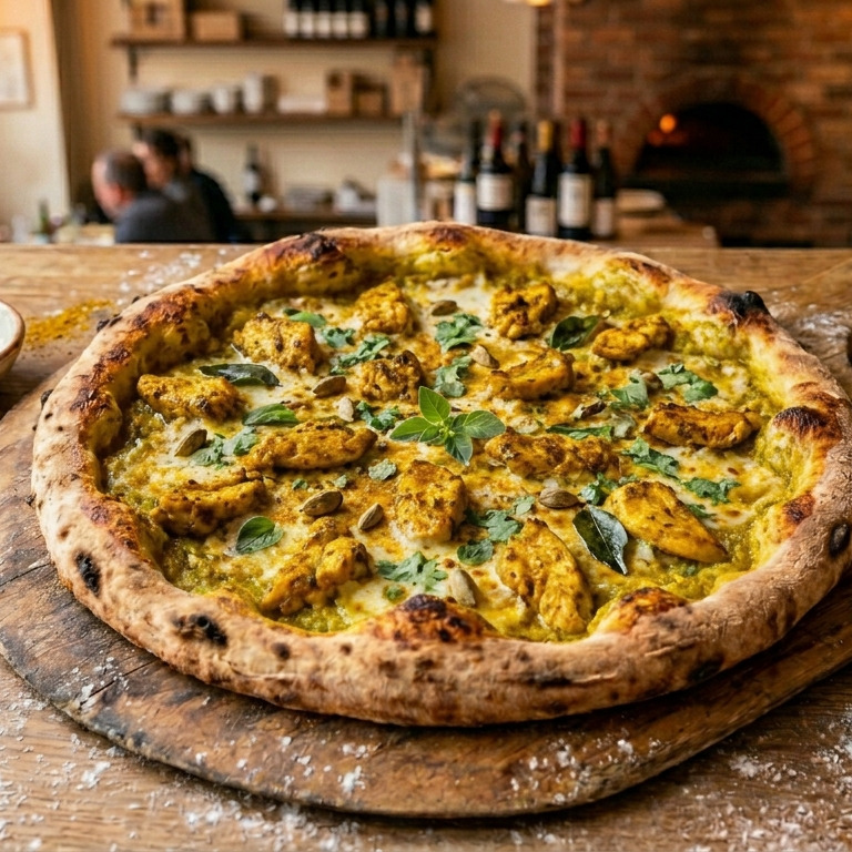 Köri Soslu Tavuklu Pizza