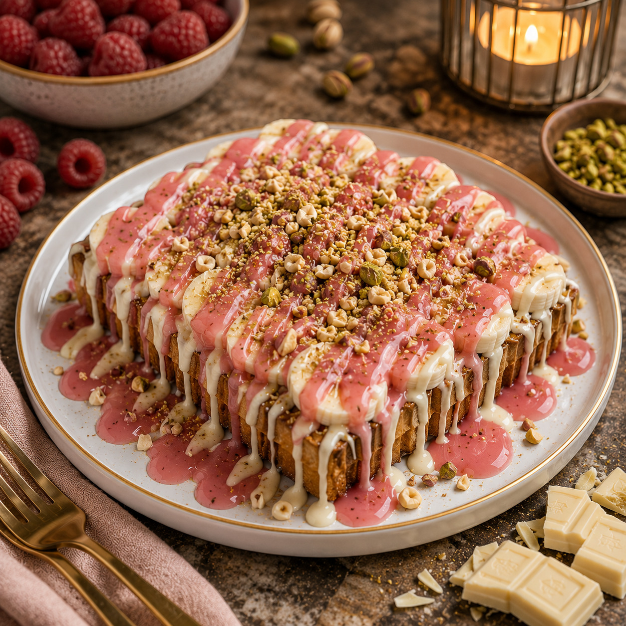 Frambuazlı Muzlu Çilekli Waffle