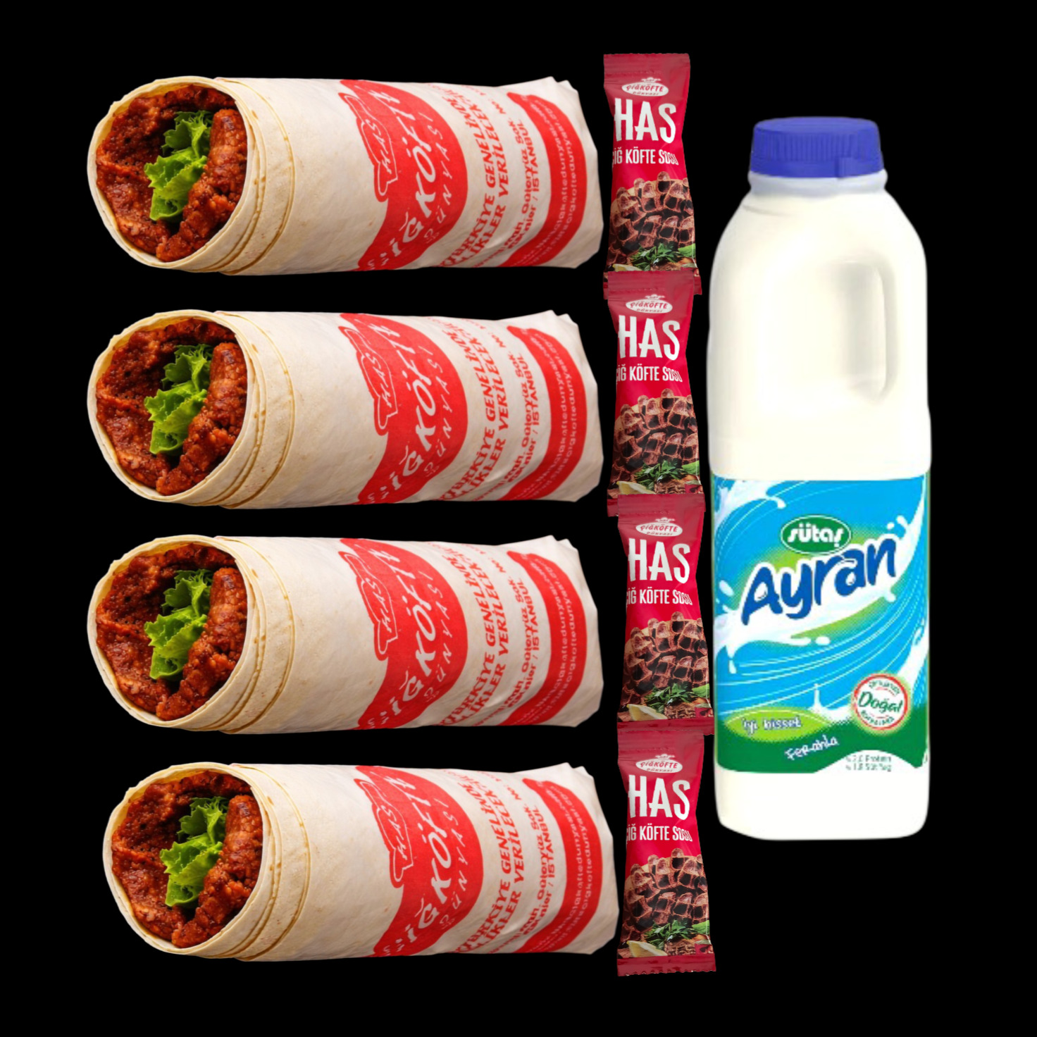 4'lü 150 gr Has Dürüm - 1 Lt. Ayran