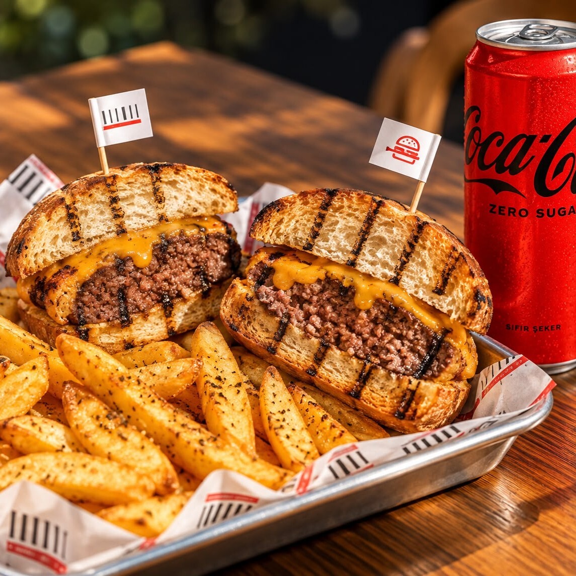 Cheese Burger (150 Gr.)+Coca Cola