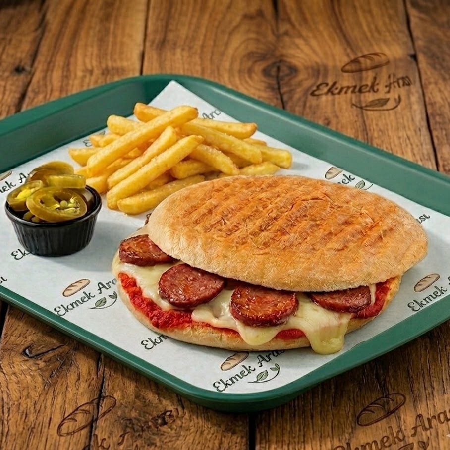 %100 Dana Sucuklu Kaşarlı Tost + Patates Kızartması