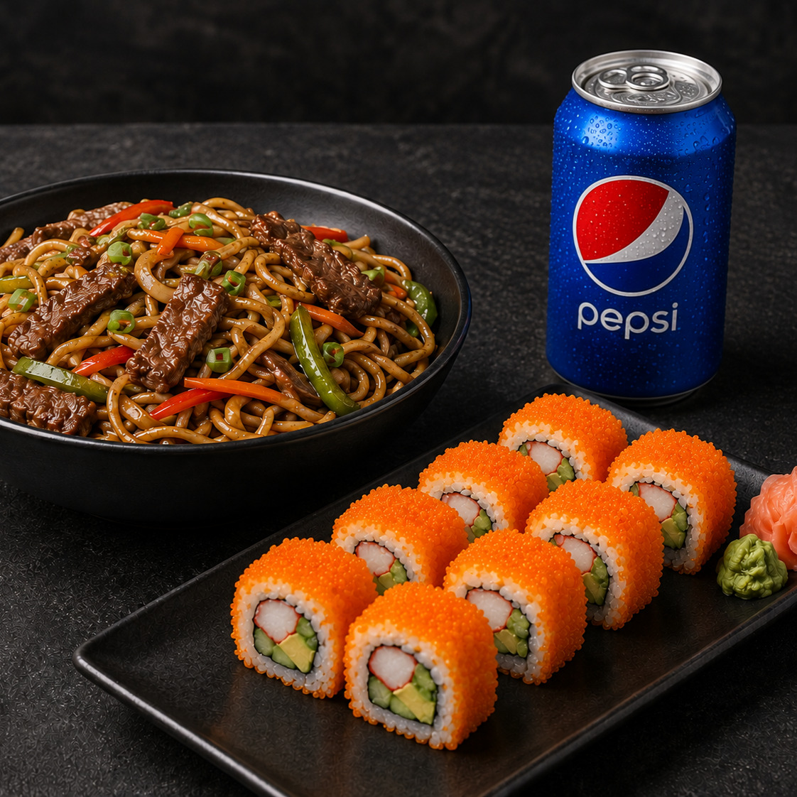 Etli Noodle + California Roll (8 Pcs)