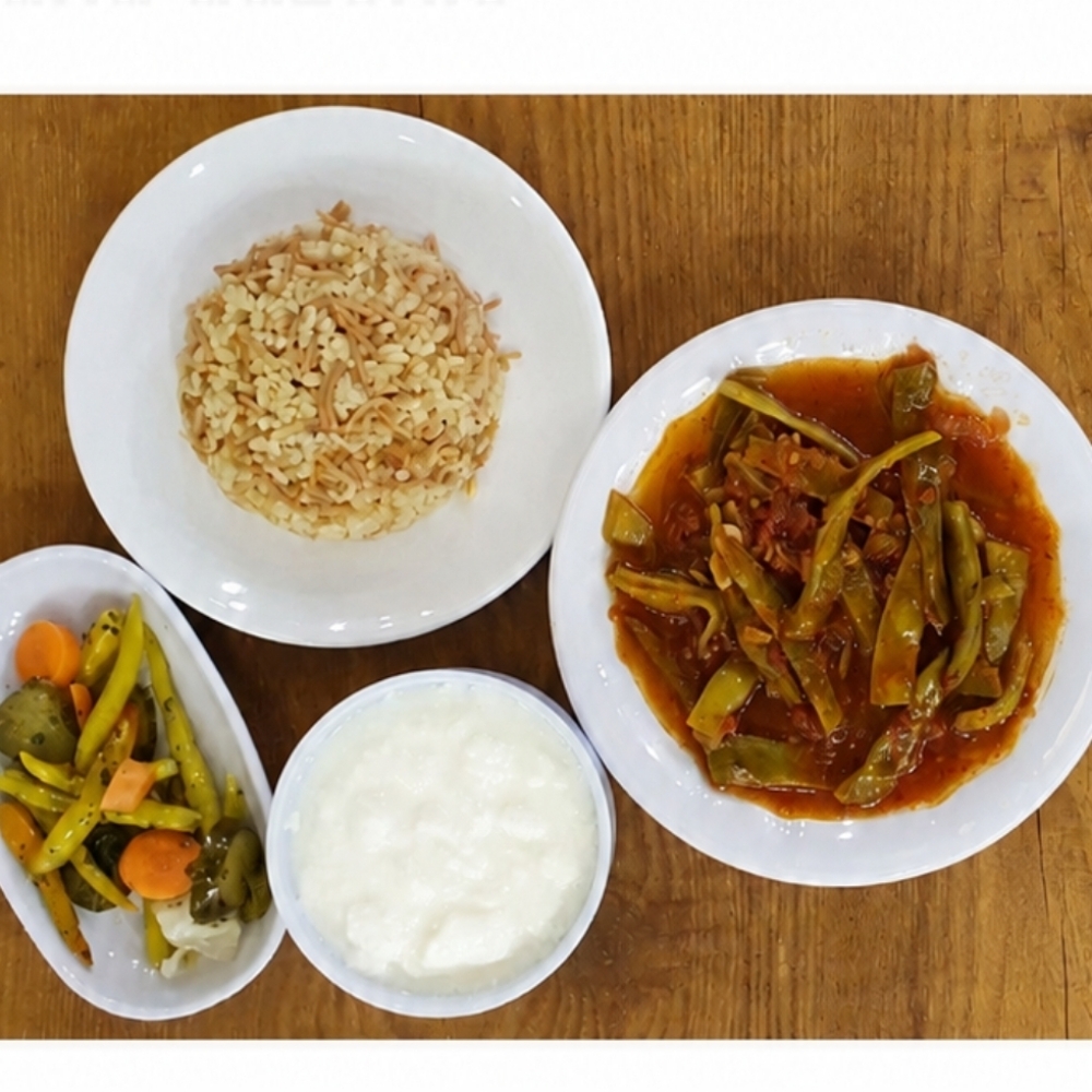 Zeytinyağlı Taze Fasulye+Pilav+Yoğurt