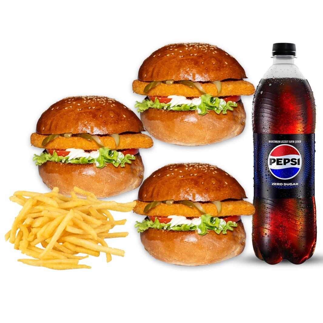 3'lü İso Tavuk Burger Menü