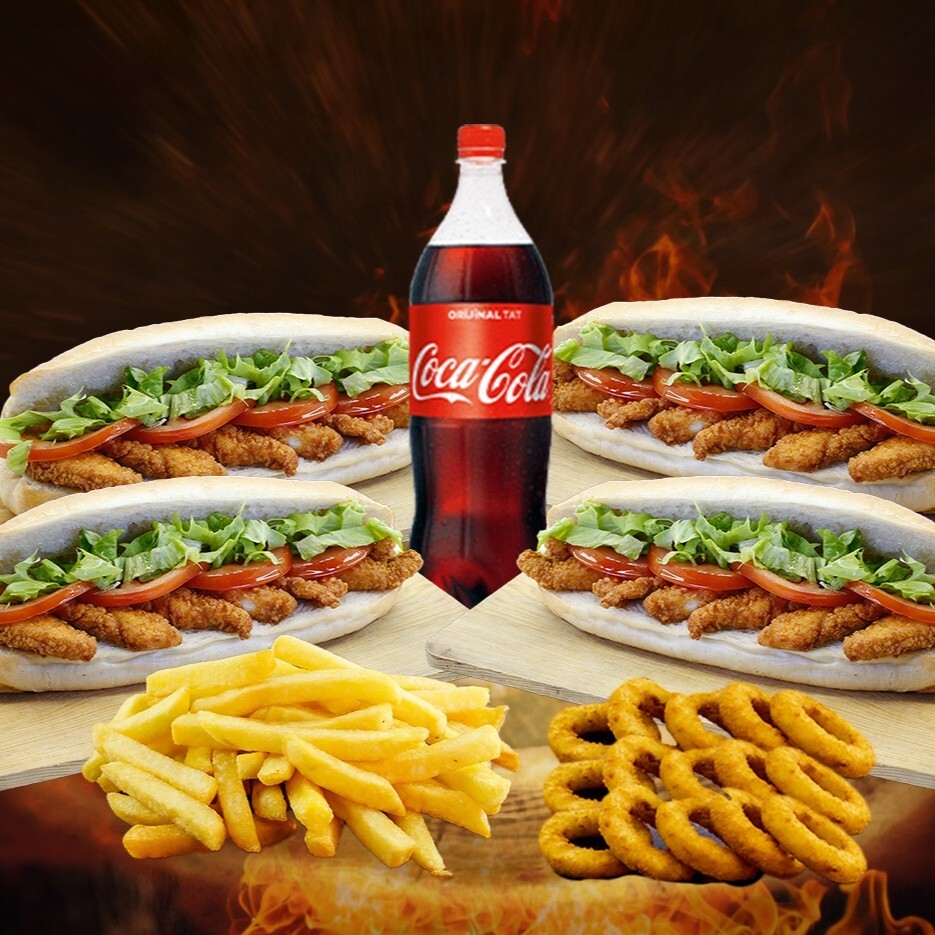 4'lü Ekmek Arası Çıtır Tavuk Menü