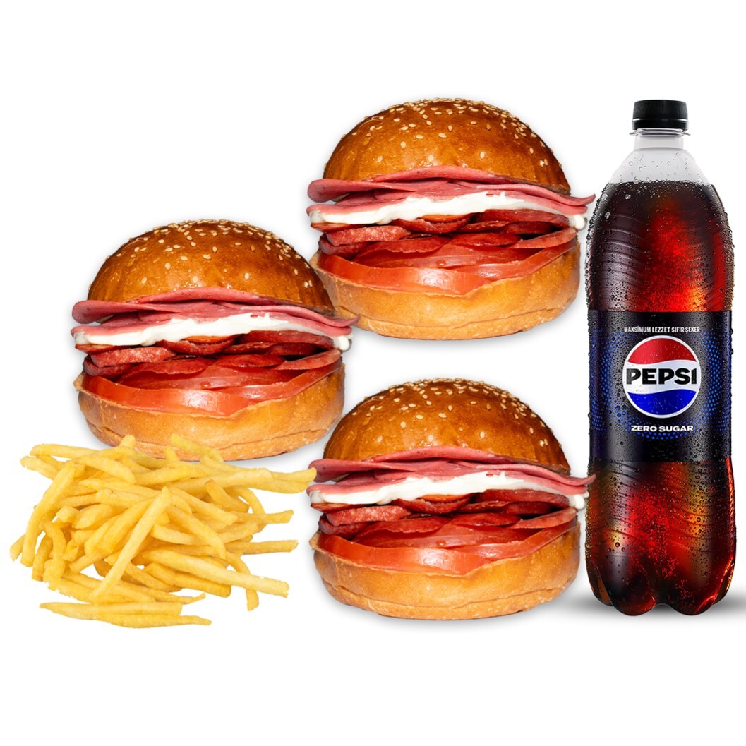 3'lü İso Karşıyaka Burger Menü