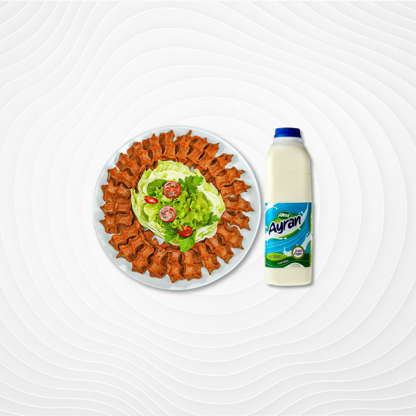 Aile Boyu Çiğ Köfte Porsiyon (750 Gr) + 1 Litre Ayran