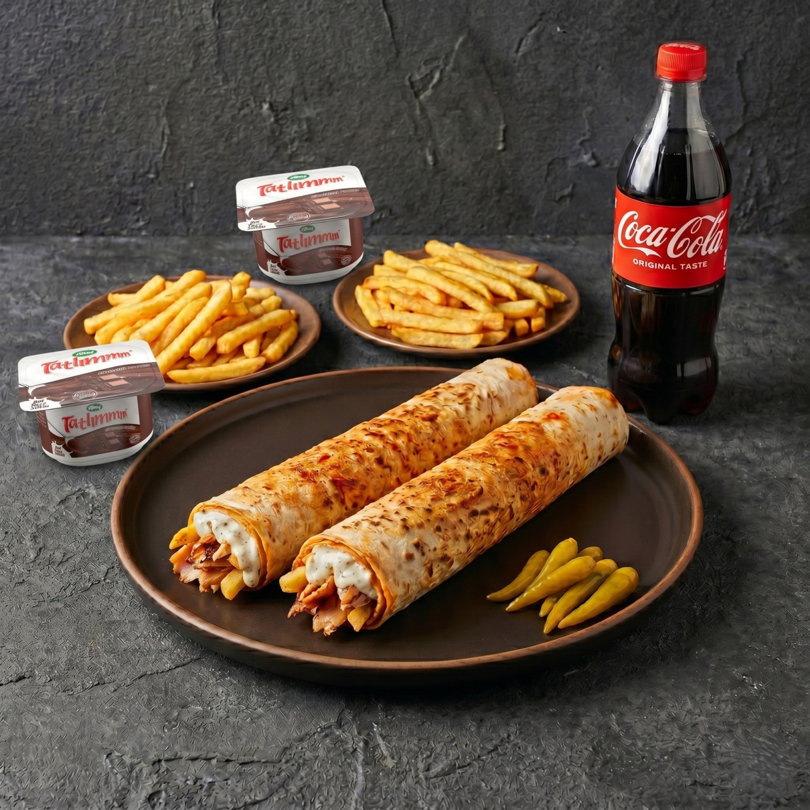 2'li Ranch Soslu Tavuk Döner Dürüm Menü (100 gr.)