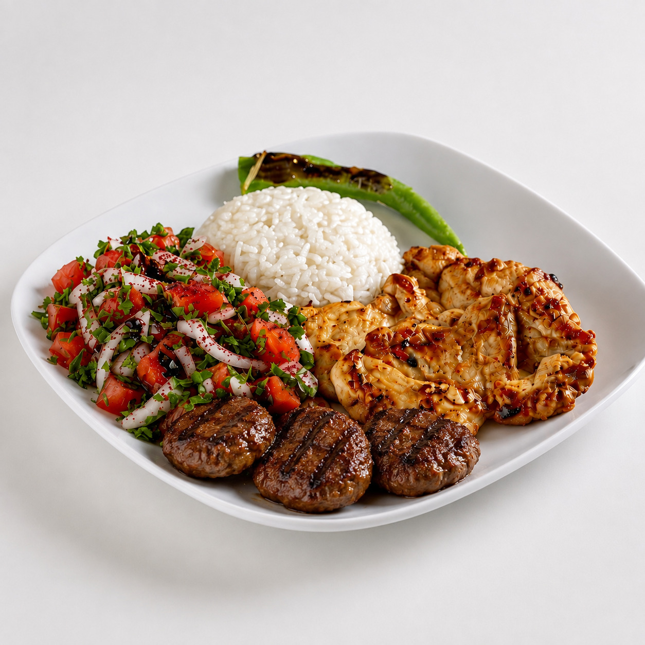 MANGAL ATEŞİNDE 100GR.Tavuk Pirzola+100gr.Kasap Köfte
