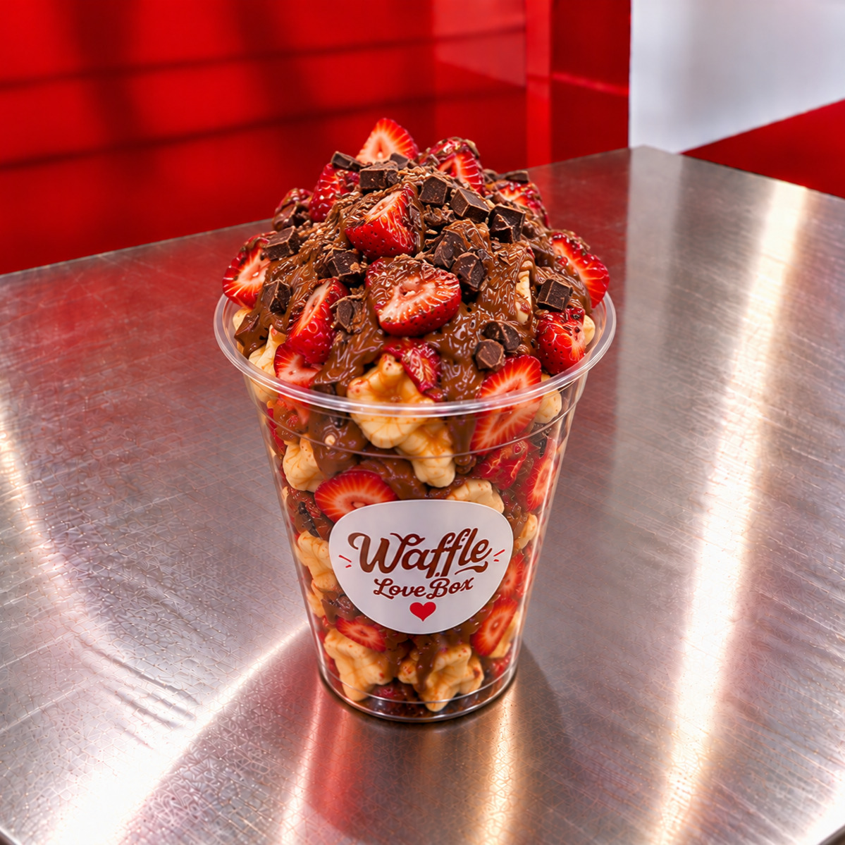 Strawberry Choco Cup Waffle