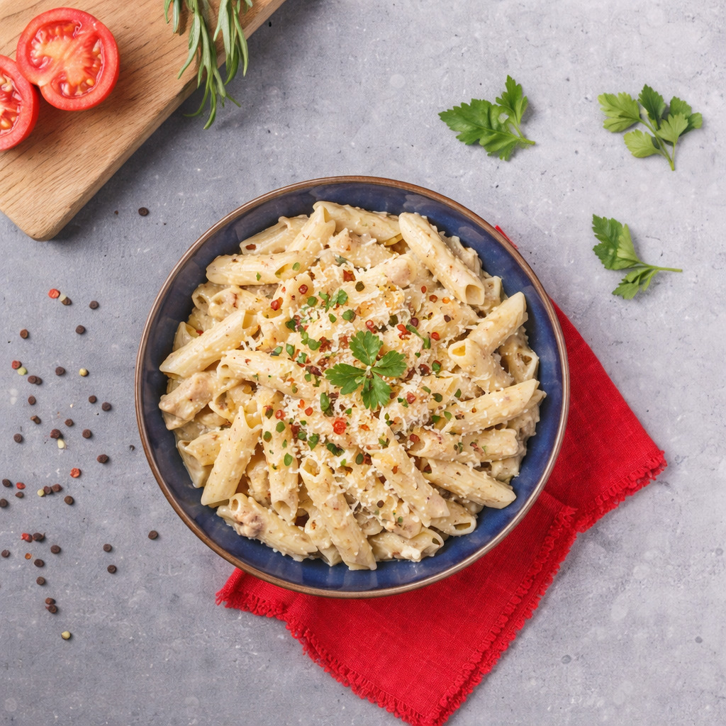 Penne Kremalı Mantarlı Makarna