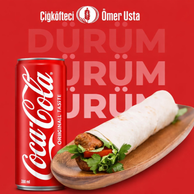 Mega Çiğ Köfte Dürüm + Coca Cola (330 Ml)
