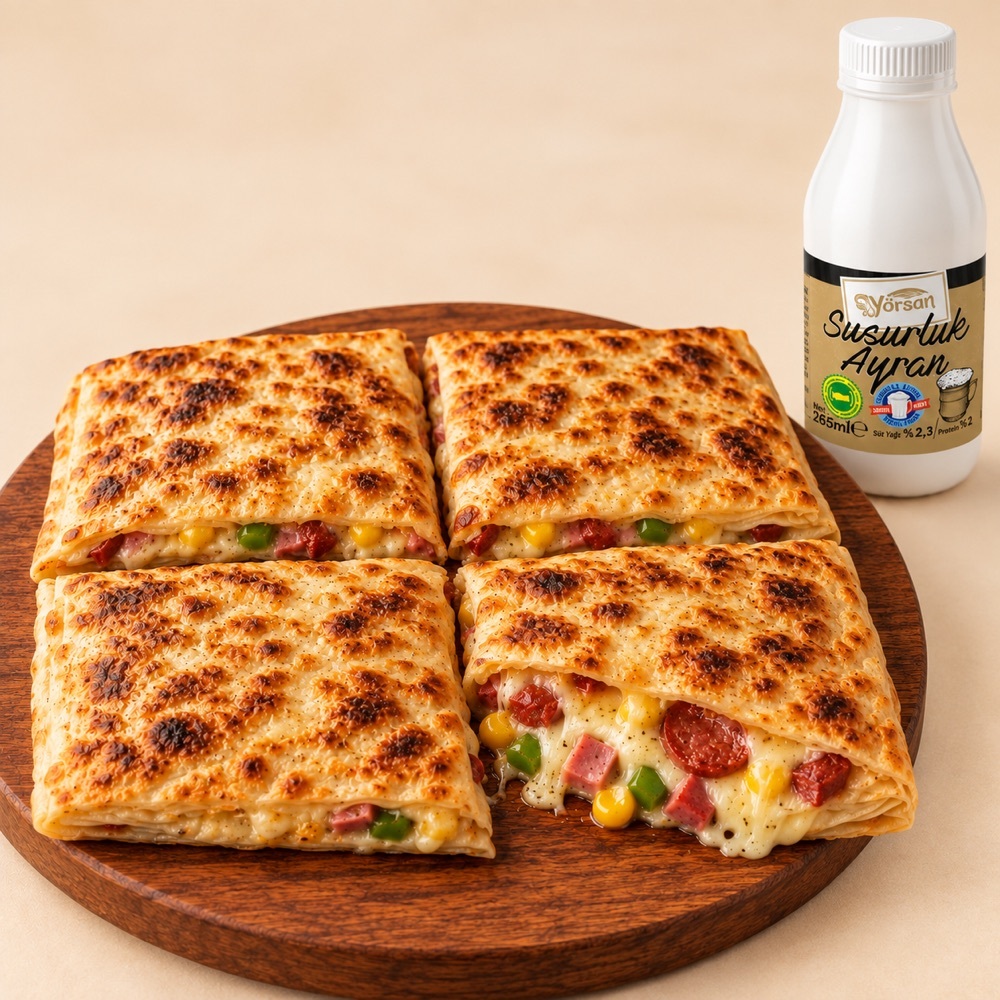 Bol Malzemeli Pizza Gözleme + Ayran Menü
