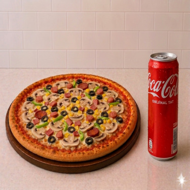 Büyük Boy Karışık Pizza & Kutu İçecek (330 Ml)