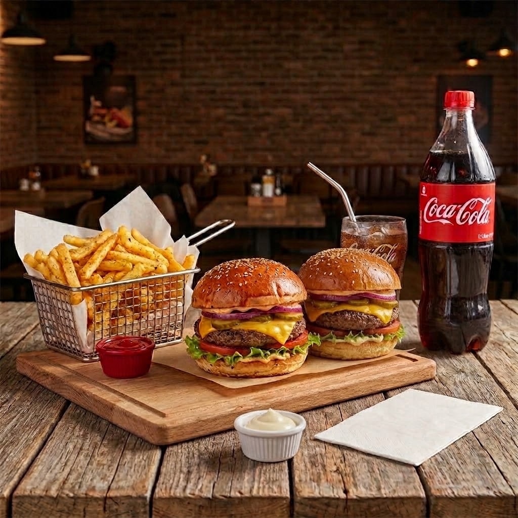 Beef Burger & Beef Burger & Patates & İçecek