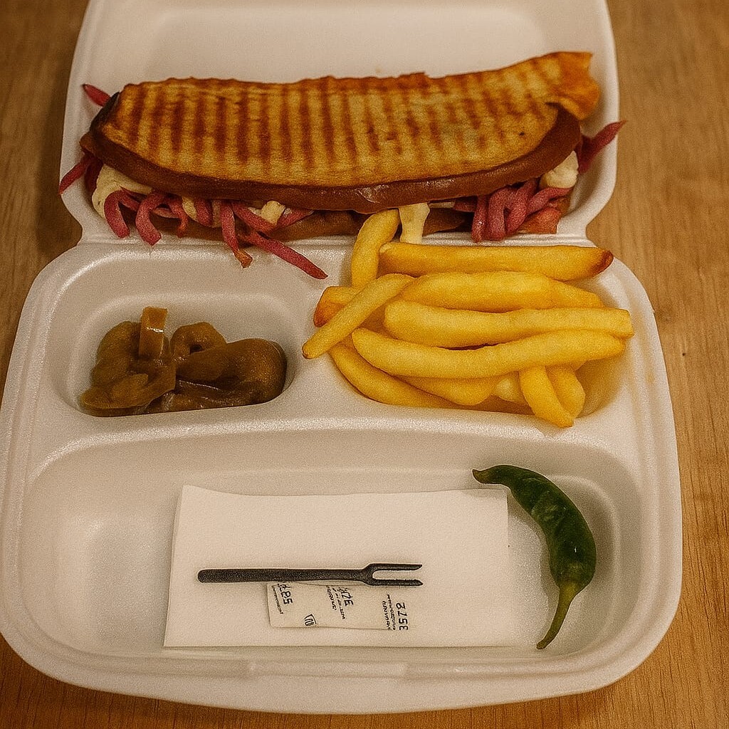 Ayvalık Ekmeğine Sosis Kaşarlı Tost