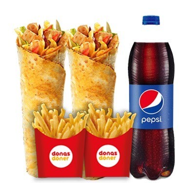 2 Adet Donas Tavuk Döner 1 Litre Pepsi Menü
