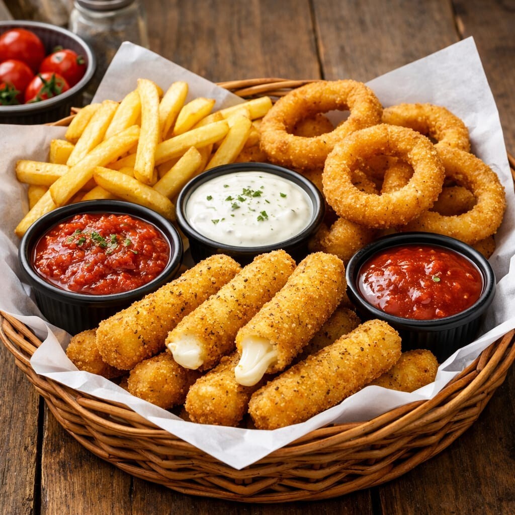 4'lü Karışık Aperatif Sepet (4 Moz stick,4 soğan halkası, 4 Nugget)