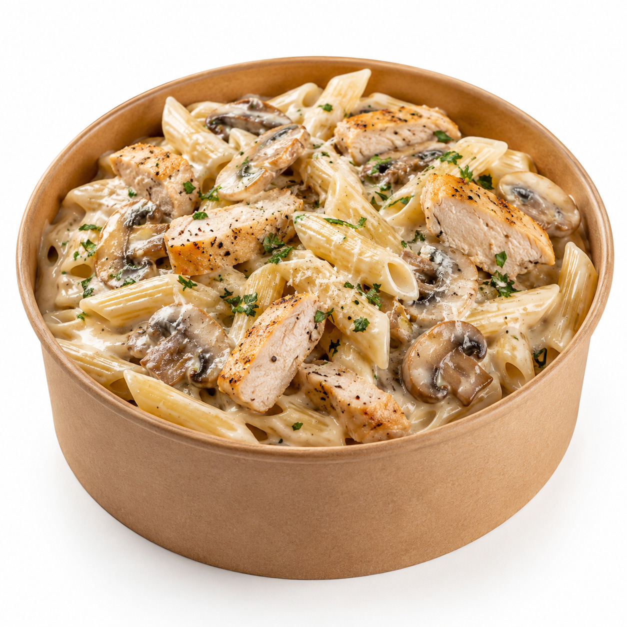 Tavuklu Kremalı Mantarlı Penne Makarna