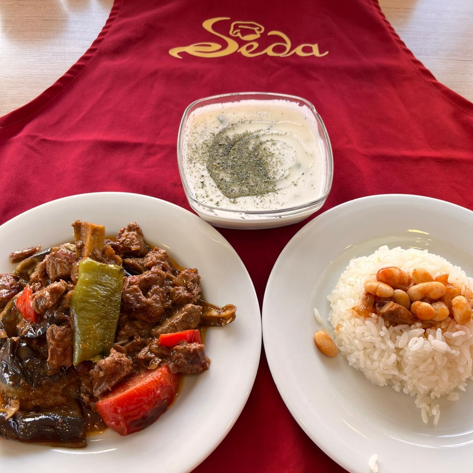 Patlıcan Kebabı + Pirinç Pilavı + Cacık
