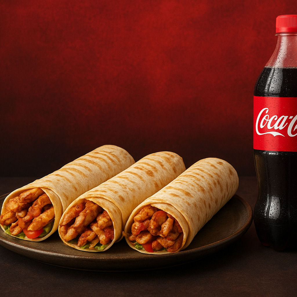 3'lü Tavuk Döner Dürüm (Tırnak Pide) + 1 Litrelik Cola