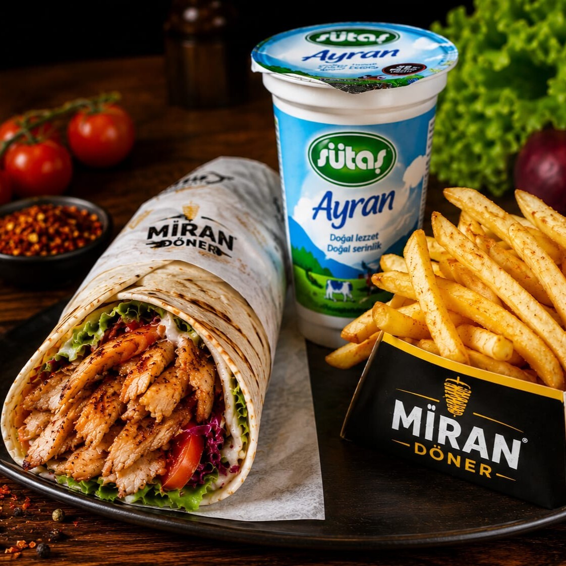 Dürüm + Patates + Ayran