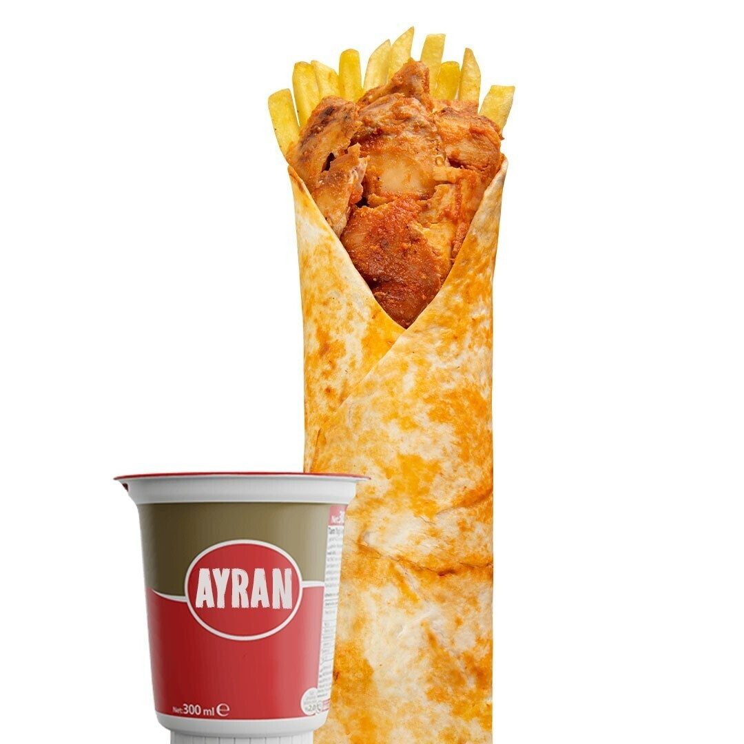 Soslu Tavuk Döner Dürüm + Ayran