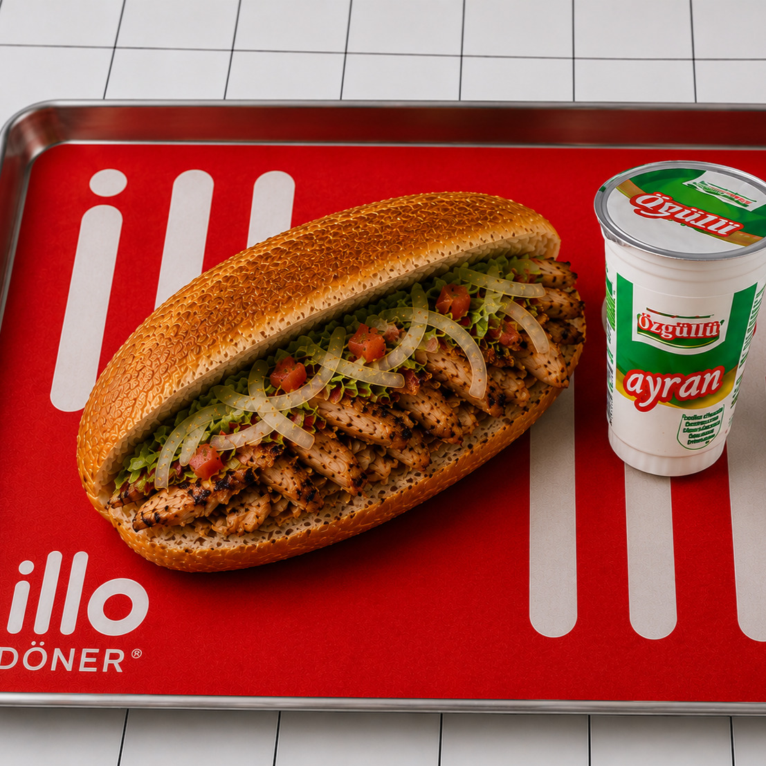 Ekmek Arası Tavuk Döner & Ayran Menü