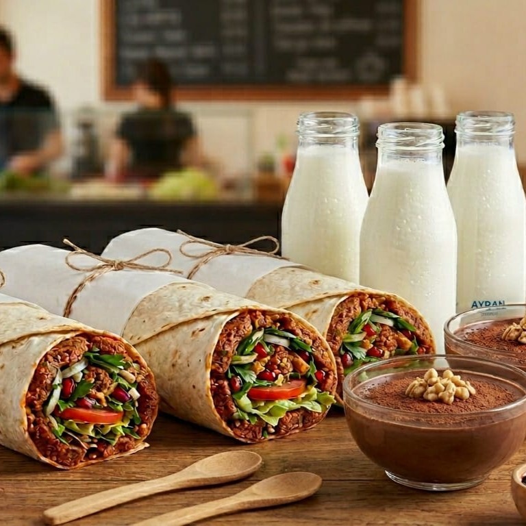 3'lü Mega Dürüm + ayran + tatlı