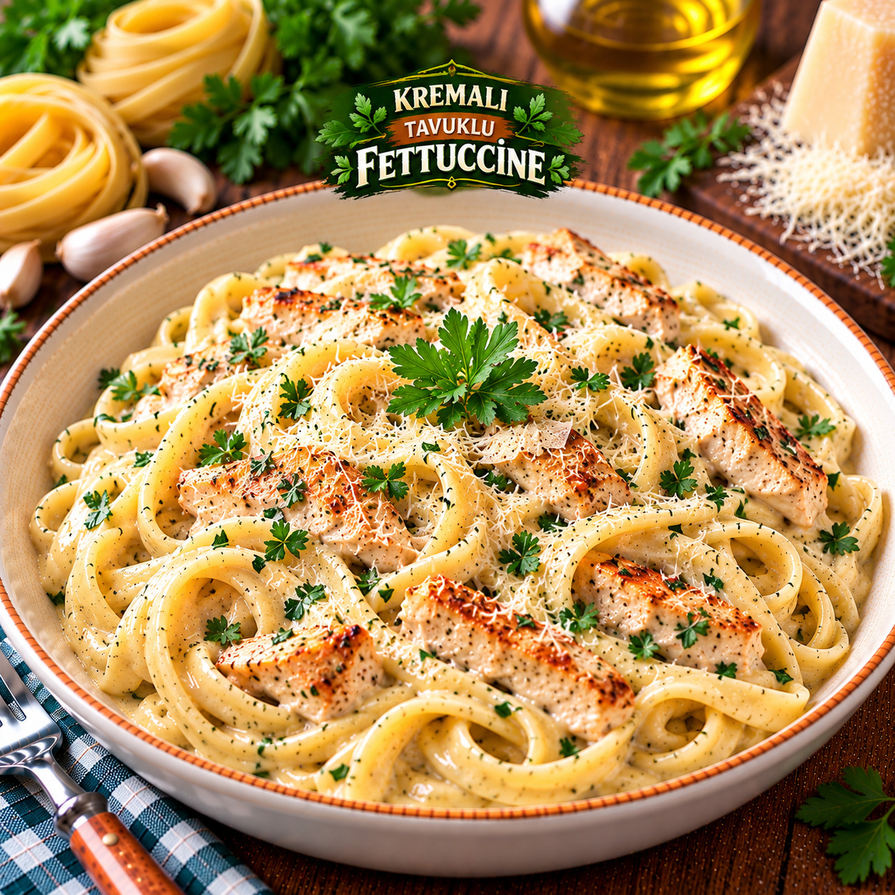 Kremalı Tavuklu Fettuccine