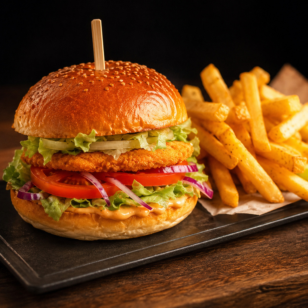 Chicken Burger + Patates Kızartması