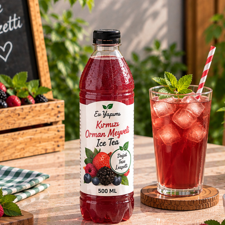 Ev Yapımı Kırmızı Orman Meyveli Ice Tea 500 Ml