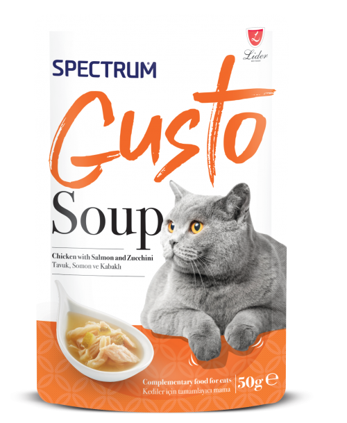 Spectrum Gusto Soup Tavuklu Somonlu ve Kabaklı Kedi Çorbası 50 gr