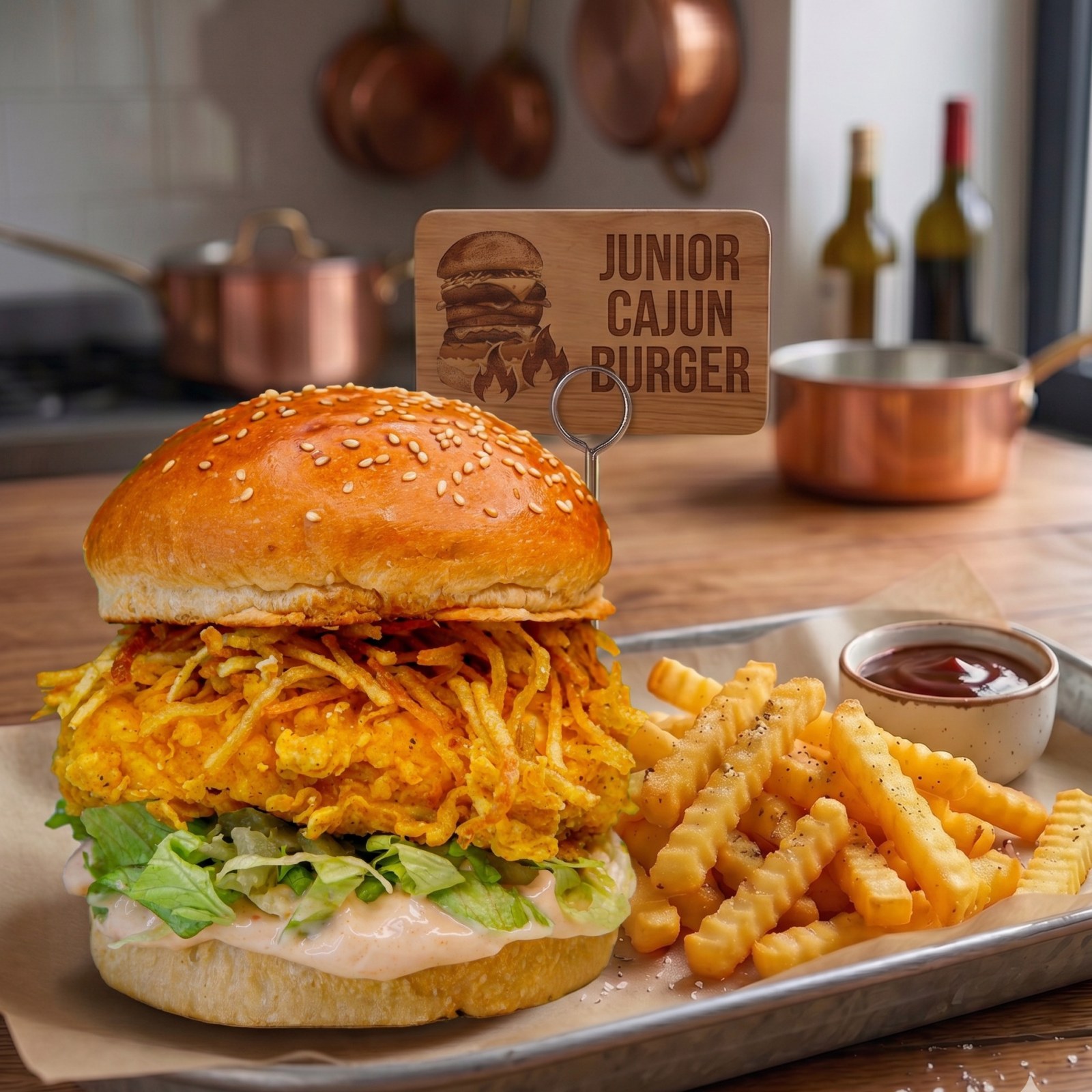 Junior Cajun Burger ve Patates