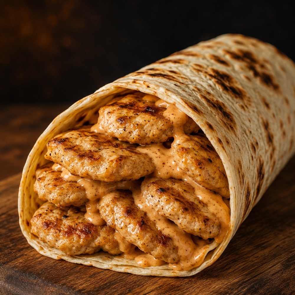 Barbekü Soslu Tavuk Köfte Dürüm Pişiyo