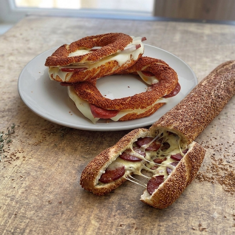 Kaşarlı Sucuklu Simit