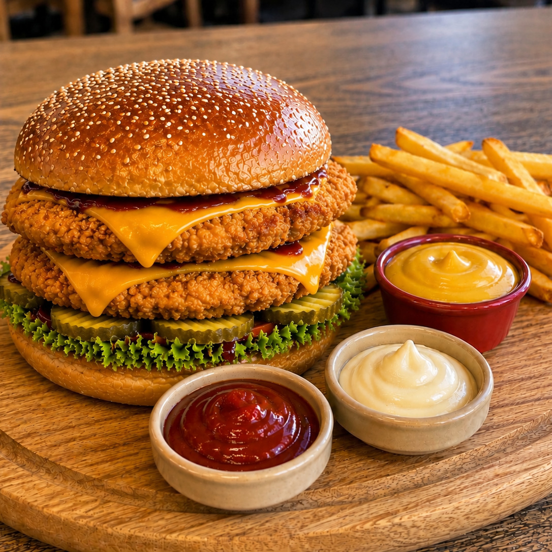 Double BBQ Tavuklu Burger Menü