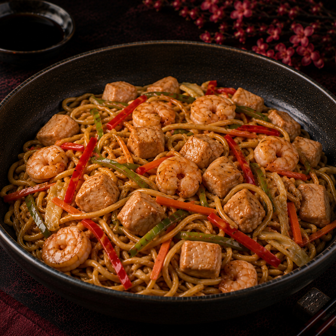 Karidesli Tavuklu Noodle