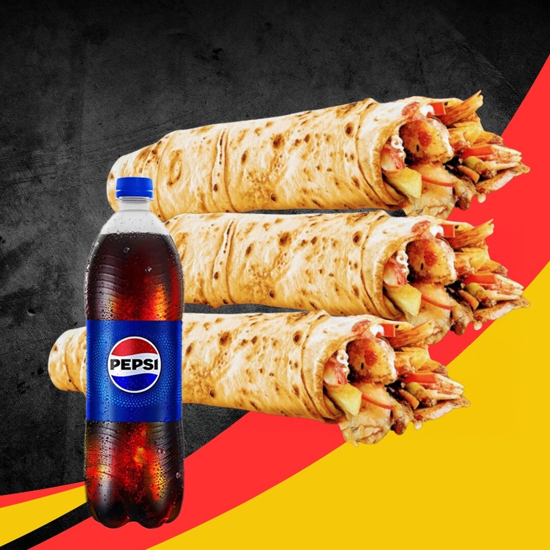 3'lü Limon Zurna Tavuk Dürüm (50 Cm) Menü