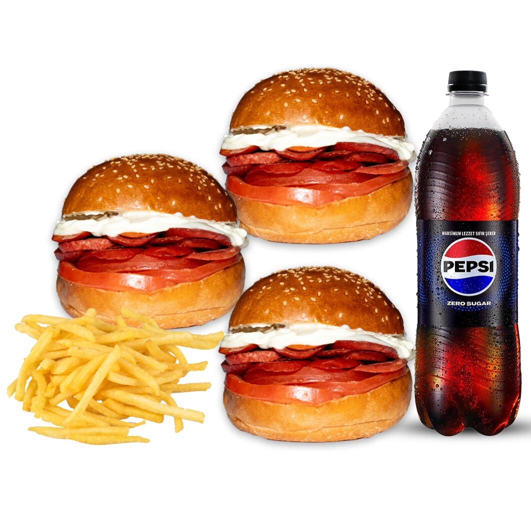 3'lü İso Özel Sucuk Burger Menü