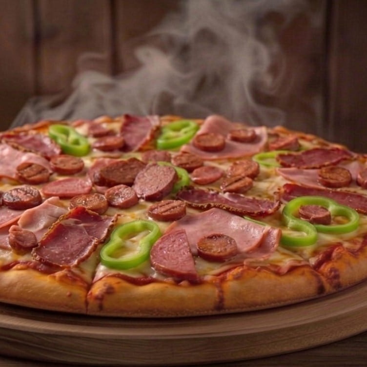Süper Etli Pizza (Büyük) VIP Live Sos Sucuklu Pastırmalı Jambonlu Salamlı Pizzacı Pizza