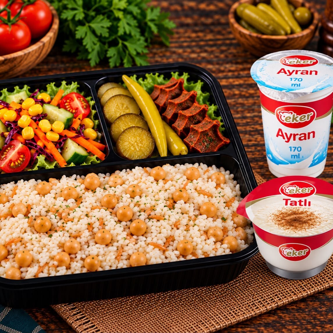 250gr Nohutlu Pilav, Eker Tatlı , Eker Ayran