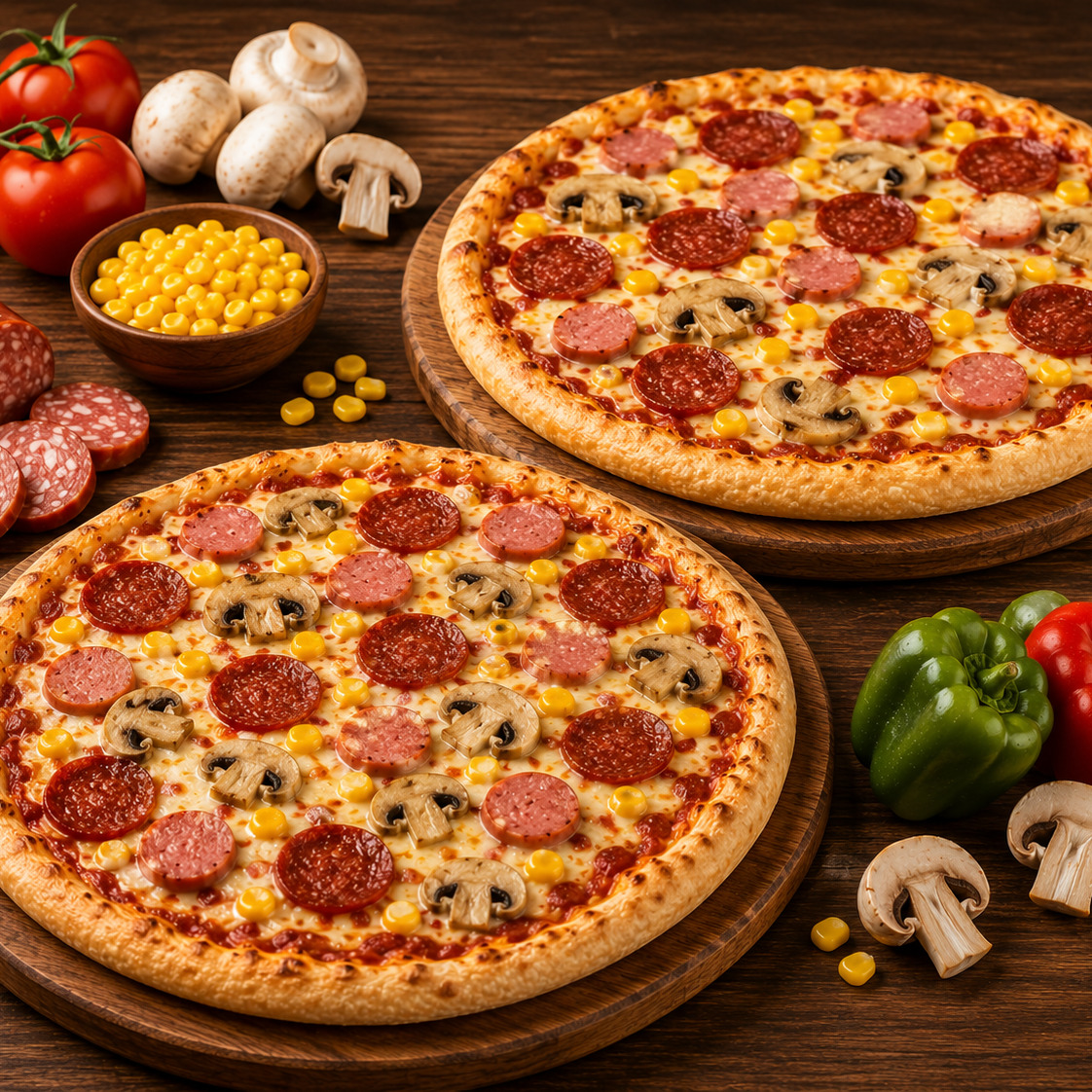 🚀2 Adet Sevilen Dörtlü Pizza Orta Boy🌟🍕