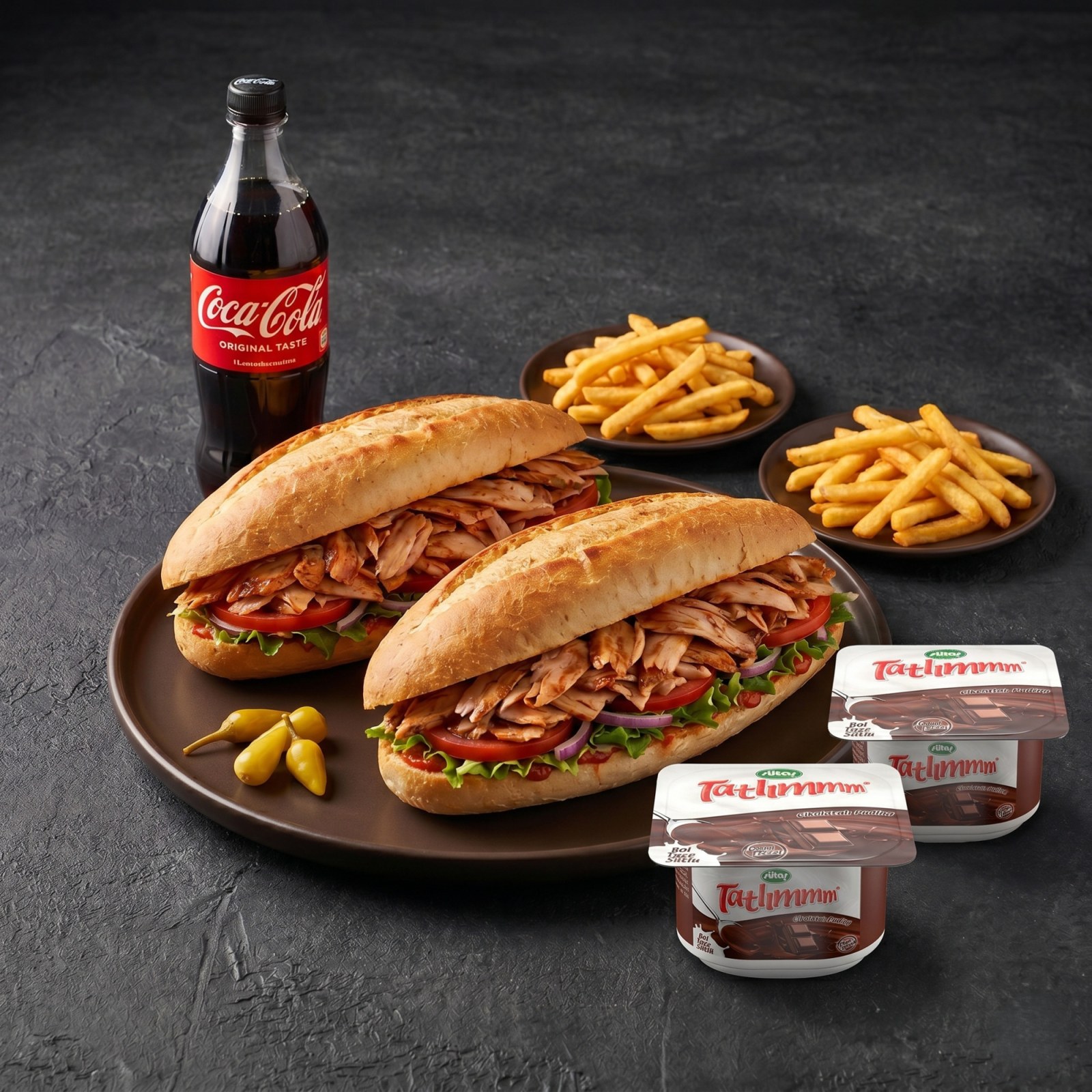 2'li Tam Ekmek Arası Tavuk Döner Menü (150 gr.)