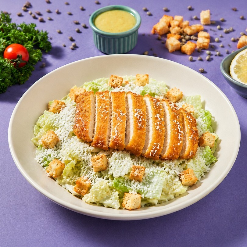 Schnitzel Sezar Soslu Salata
