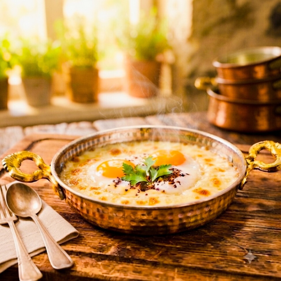 Sahanda Peynirli Kaşarlı Yumurta