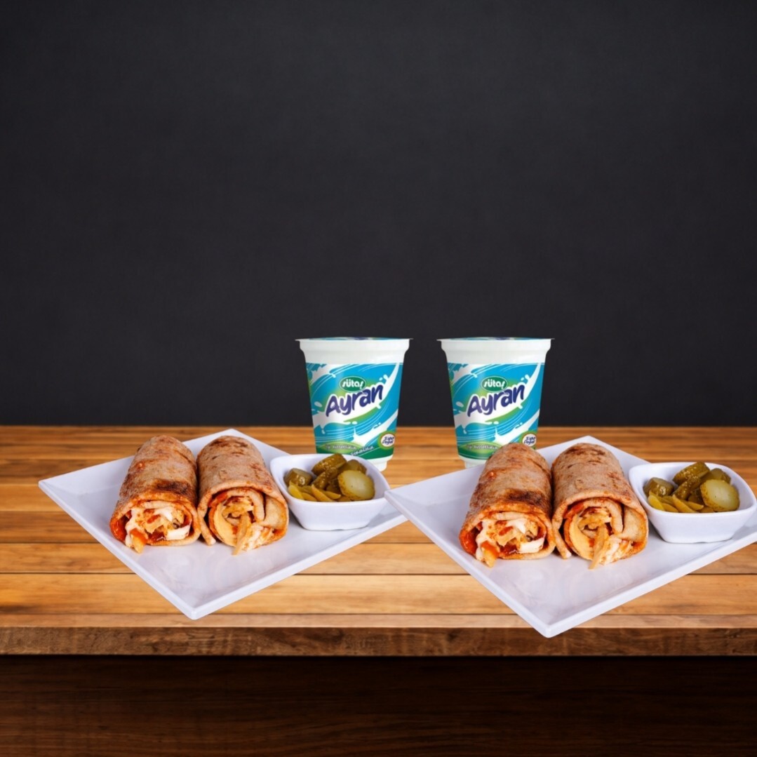 2 Kişilik Tavuk Döner Dürüm & Ayran Menü