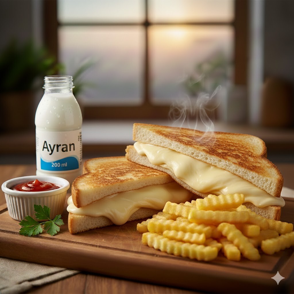 Kaşarlı Tost+ Patates Kızartması- Ayran (200ml)