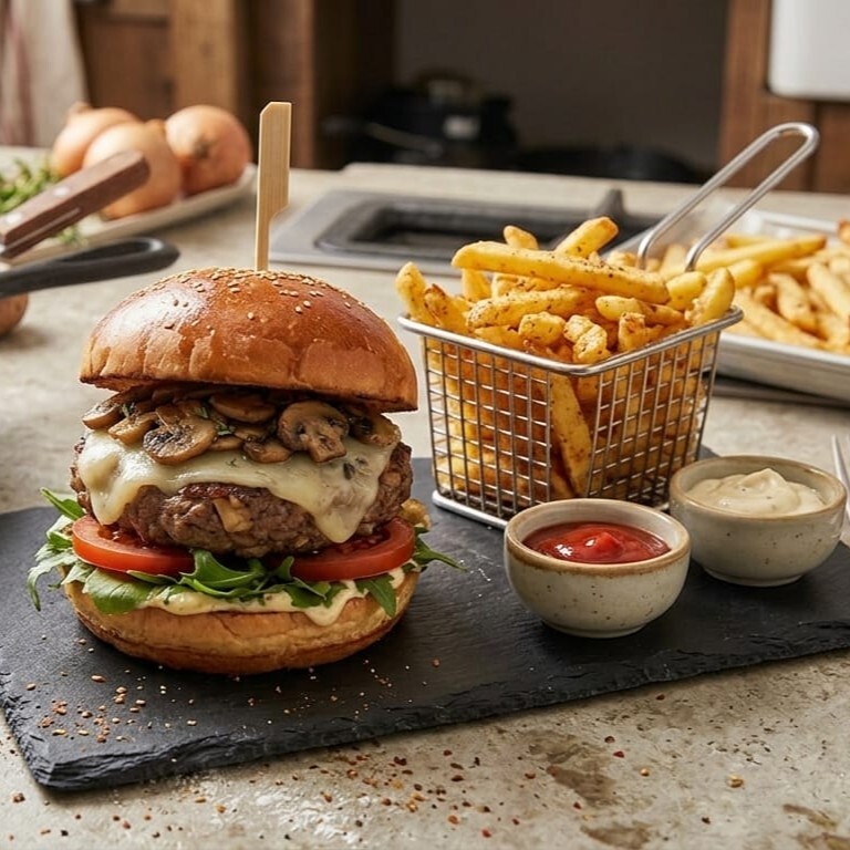 Mantar Burger + Kızartma