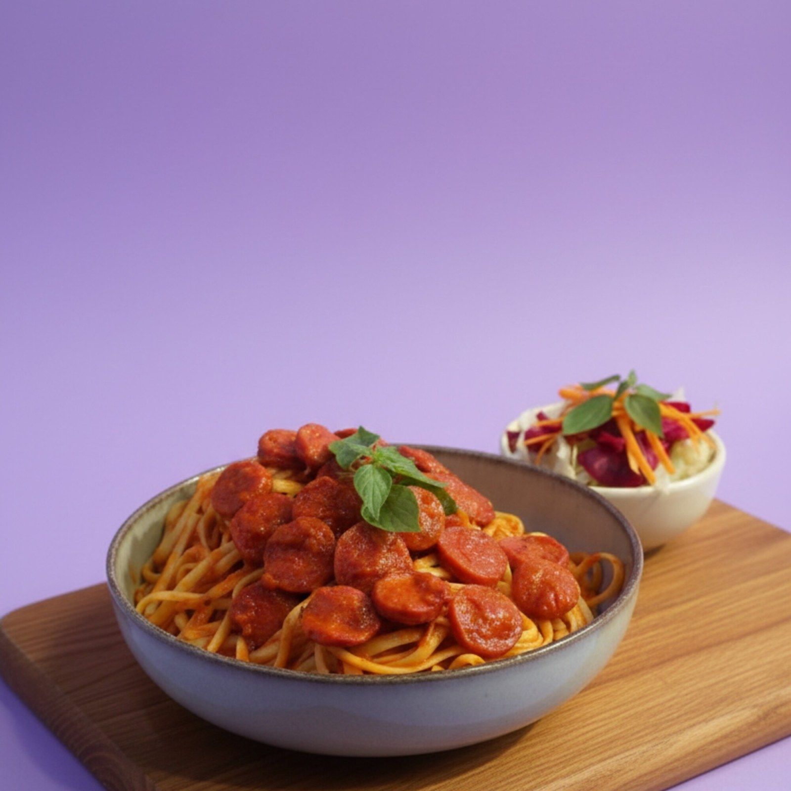 Sosisli Domatesli Spagetti +İçecek